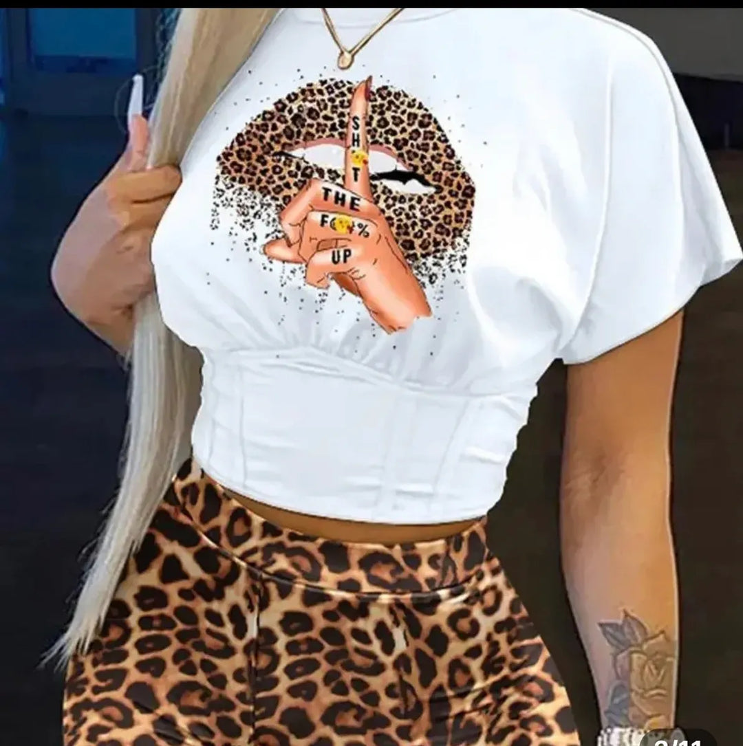 Women Casual Print Summer Short Two Pcs Women Set
