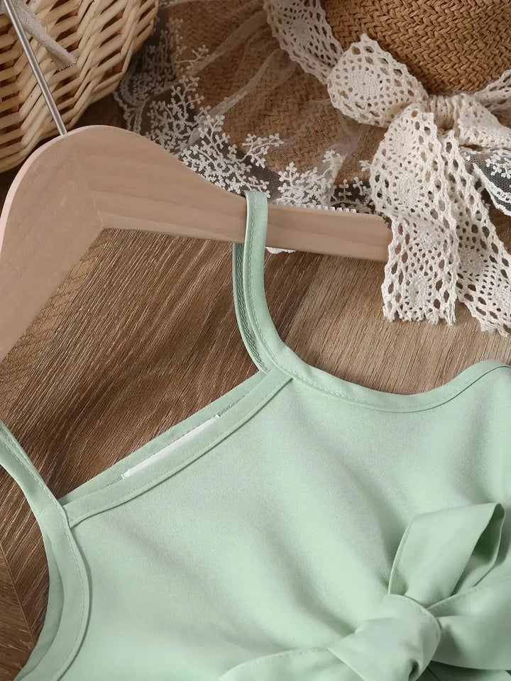 Sleeveless Dress with Bow for Baby Girls