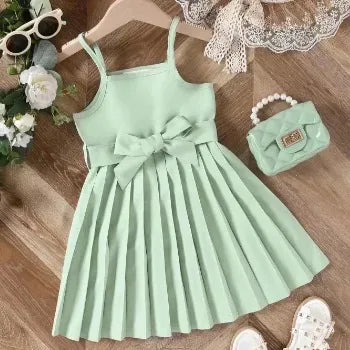 Sleeveless Dress with Bow for Baby Girls