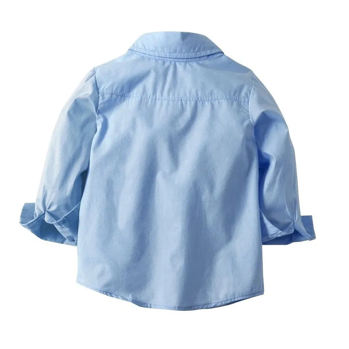 Boys Shirt & Denim Pants Set with Bow Tie & Suspenders