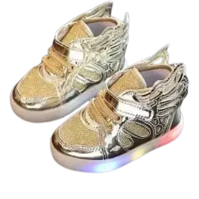 Zapatillas deportivas con alas de lentejuelas LED para niños
