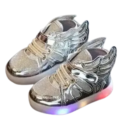 Zapatillas deportivas con alas de lentejuelas LED para niños