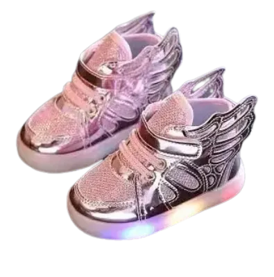 Zapatillas deportivas con alas de lentejuelas LED para niños