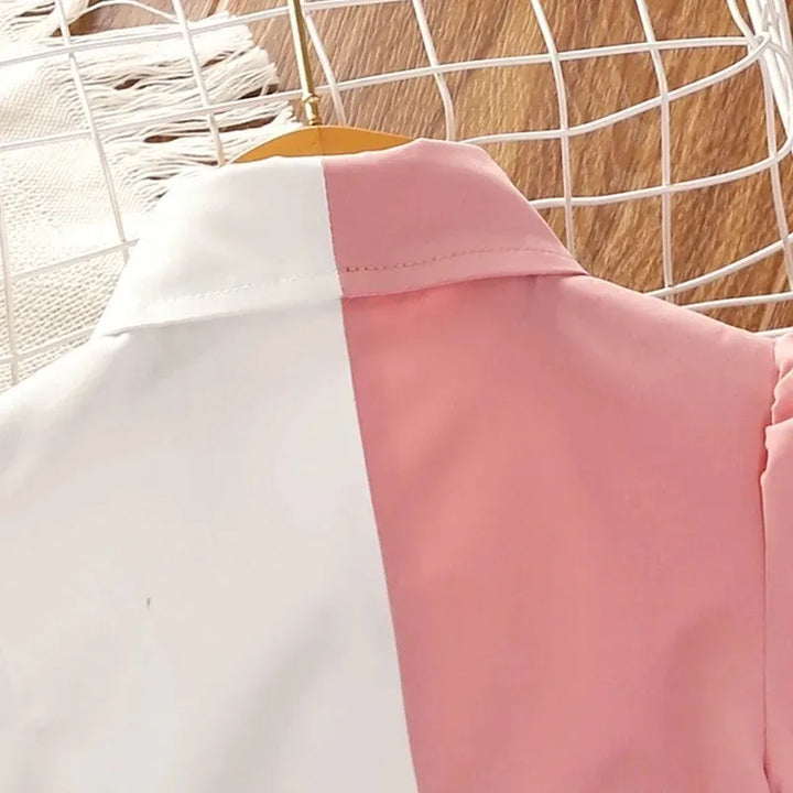 Girls Patchwork Button-Down Dress