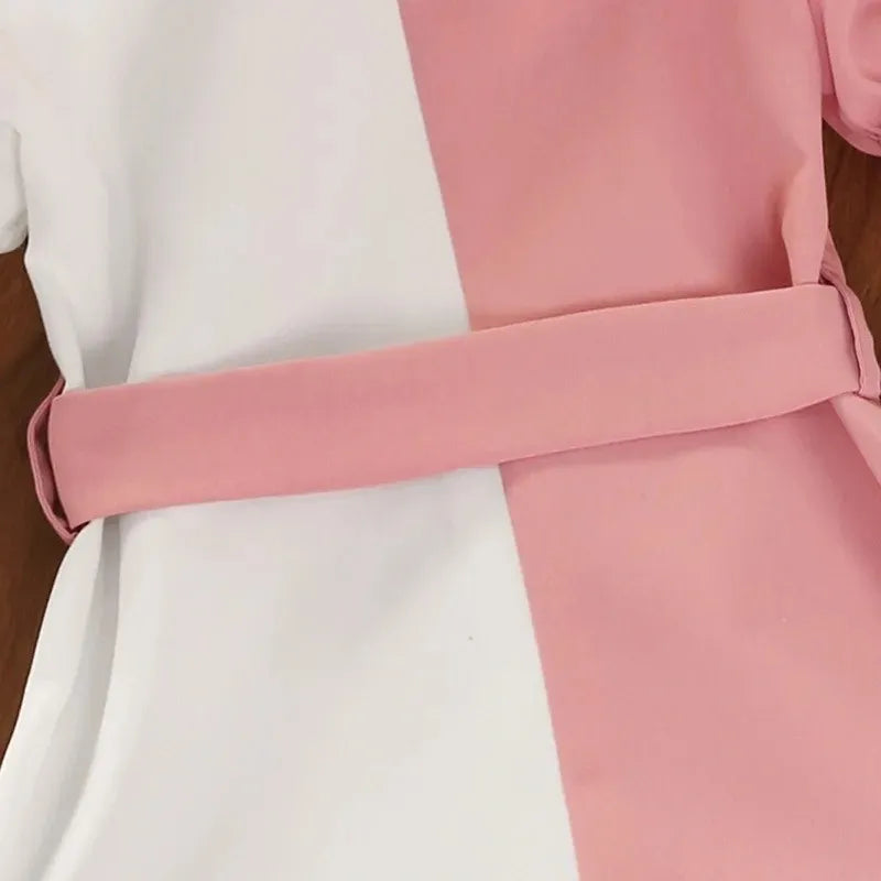 Girls Patchwork Button-Down Dress