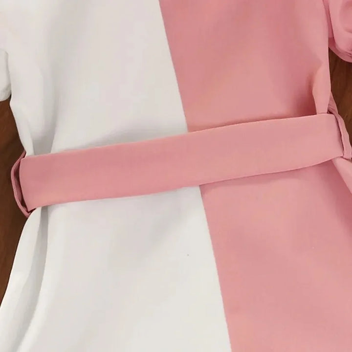 Girls Patchwork Button-Down Dress